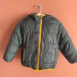 Kids Green and Blue Reversible Puffer Jacket